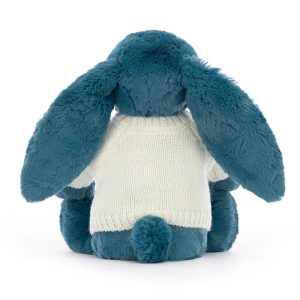 Bashful Mineral Blue Bunny with Personalised Cream Jumper