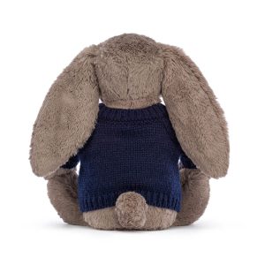 Bashful Truffle Bunny with Personalised Navy Jumper