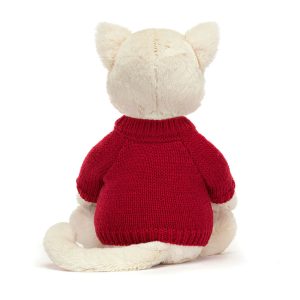 Bashful Cream Kitten with Personalised Red Jumper
