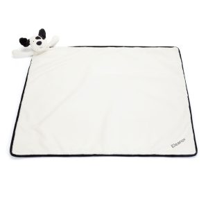 Personalised Bashful Black & Cream Puppy Blankie